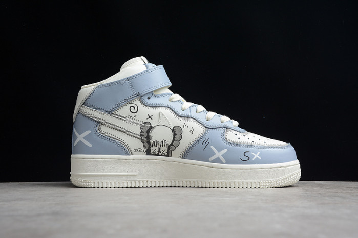 Kaws x Nike Air Force 1 07 Mid White Blue Black CW2308-211