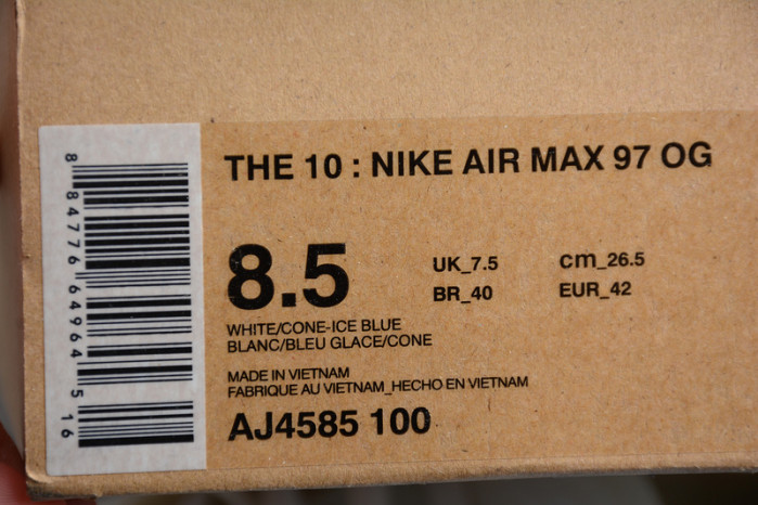 OFW X Air Max 97 The Ten White Cone Ice Blue AJ4585-100