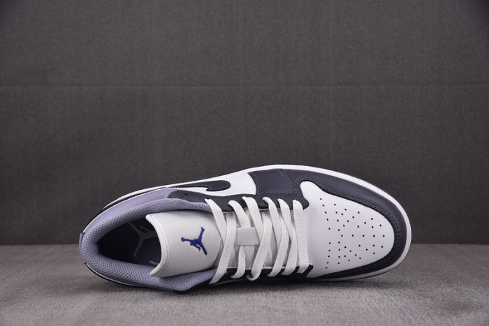 Air Jordan 1 Low White/Dark Blue Grey/Purple 553558-145