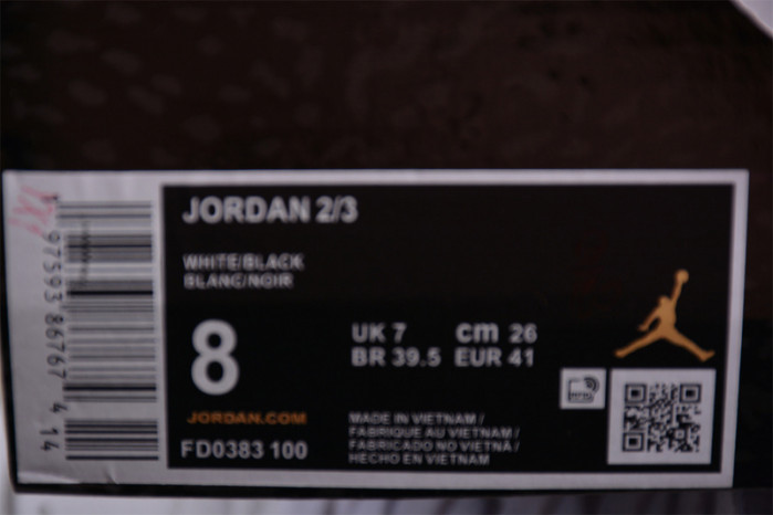 Air Jordan 2/3 White Black FD0383-100
