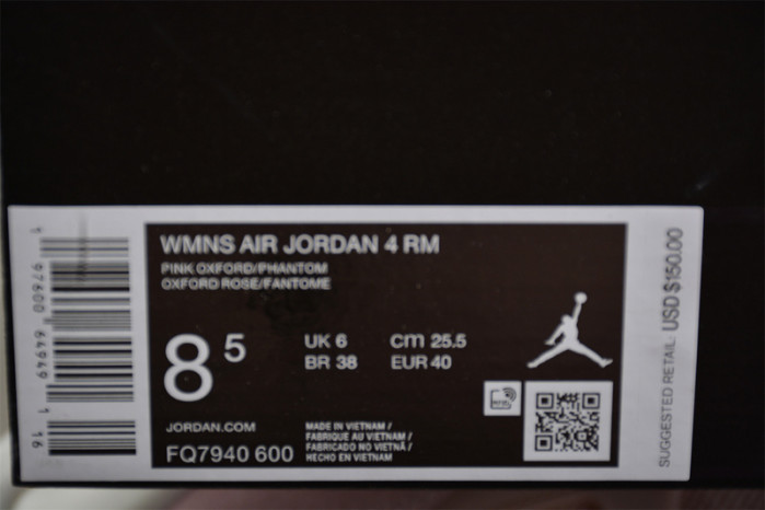 Air Jordan 4 RM “Pink Oxford” FQ7940-600
